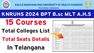 KNRUHS BPT Bsc MLT amp AHS Colleges List 2024  KNRUHS AHS Colleges list [upl. by Akcirret]