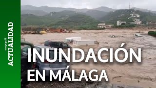 El río Benamargosa Málaga se desborda e inunda la localidad que lleva su nombre [upl. by Avie]