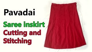 Saree inskirt cutting and stitching pavadai Inskirt easy cutting method for beginners [upl. by Shara]