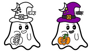 How to draw Halloween Gost BOO with pumpkin  Decorations Pumpkin characters Halloween witch cap [upl. by Stanway]