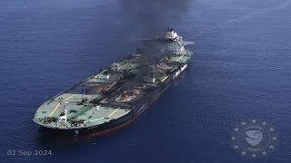 Burning oil tanker in Red Sea salvagers call off dangerous tow [upl. by Noni]