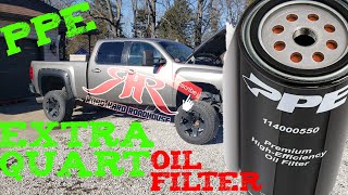 PPE EXTRA QUART OIL FILTER DURAMAX DIESEL INSTALL [upl. by Dlonyer]