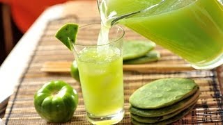 Agua de nopal  Recetas de aguas frescas  Prickley pear drink [upl. by Ennairak]