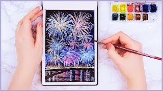 Easy Way How to Paint Watercolor Fireworks For Beginners Art Journal Thursday Ep 29 [upl. by Samot984]