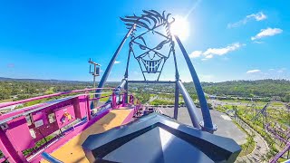 DC Rivals HyperCoaster  Warner Brothers Movie World  Onride  4K  Wide Angle [upl. by Acisej]