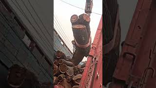 Ara machine acacia Timber unloading wood acaciawood babool youtubeshorts youtube [upl. by Oivaf939]