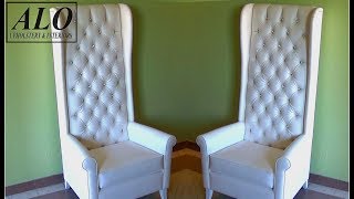 DIYHOW TO UPHOLSTER A HIGH BACK TUFTED CHAIR  ALO Upholstery [upl. by Atrahc427]