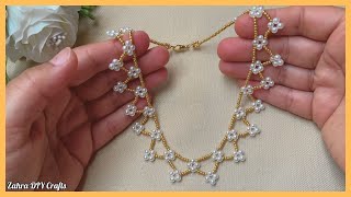 How to Make Beaded Necklace with Seed Beads Easy Simple Beading Tutorial [upl. by Wendy]