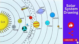 Solar System Drawing  Solar System Drawing For School Project With Colour  Easy Solar System [upl. by Nedgo]