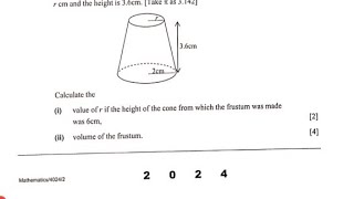 2024—VOLUME OF FRUSTUM [upl. by Way]