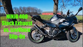 Ninja 400 Stock Exhaust vs Leo Vince GP Corsa SlipOn  Sound Comparison [upl. by Alissa566]