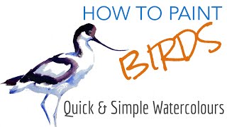 Ep 2  How to PAINT BIRDS  Quick simple watercolour of an Avocet [upl. by Enrica]