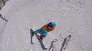 Snowmass Banked Slalom Skiing by 5 Year Old Ends in a Fail [upl. by Skoorb]