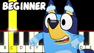 Bluey Theme Song  Only White Keys  Fast and Slow Easy Piano Tutorial  Beginner [upl. by Garceau]