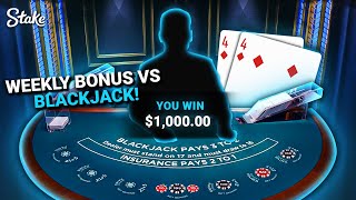 WEEKLY BONUS VS FIRST PERSON BLACKJACK [upl. by Akived]