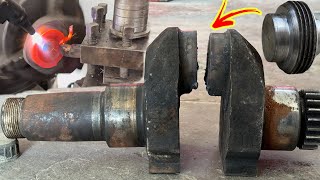 Priceless Engineering  A broken antique model Peter engine crankshaft repaired by engineering work [upl. by Sethi]