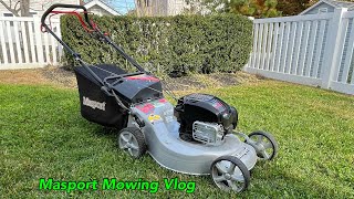 Masport 800 Commercial Push Mower  Mowing  Leaf Bagging  Updated Review [upl. by Galasyn272]