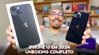 COMPREI IPHONE 13 EM 2024 UNBOXING COMPLETO [upl. by Ralaigh143]