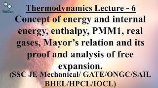 Thermodynamics Lecture 6 Internal energy enthalpy PMM1 Free expansion [upl. by Akeme]