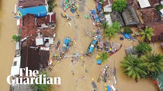 Aerial footage reveals devastation after deadly Indonesian tsunami [upl. by Letitia168]