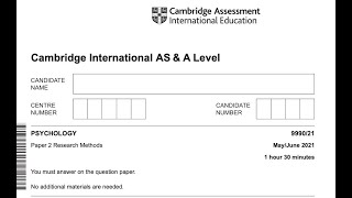 How to Answer ALevels Psychology Paper 2 Research Methods for AS [upl. by Hahseram]