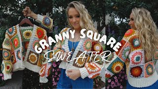 How to Crochet a Granny Square Sweater [upl. by Cacia]