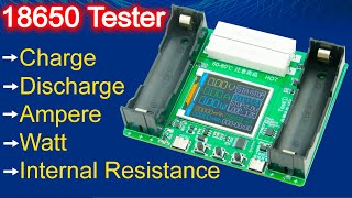 18650 Lithium Battery Capacity Internal Resistance Tester Module 177inch Display Discharge Meter [upl. by Dahlstrom]