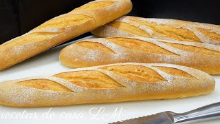 PAN CASERO  PAN FRANCÉS O BAGUETTE CON HARINA COMÚN BARRAS DE PAN CON TODOS LOS TRUCOS [upl. by Dranal]