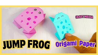 Origami Jumping Frog  How to make paper frog Toy  Origami Craft Media [upl. by Cinomod]