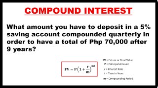 COMPOUND INTEREST  SOLVING FOR PRINCIPAL AMOUNT OR VALUE [upl. by Nevaeh]