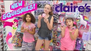 NEW SQUISHIES AT CLAIRES  CLAIRES SHOPPING VLOG AT THE MALL [upl. by Bourke798]