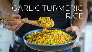 Quick Garlic Turmeric Rice Recipe for DINNER TONIGHT [upl. by Winna]