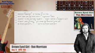 🎻 Brown Eyed Girl  Van Morrison Bass Backing Track with chords and lyrics [upl. by Yuria]