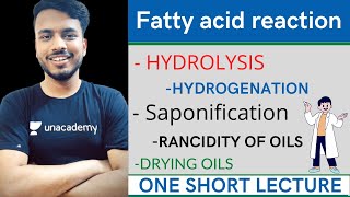 Hydrolysis  hydrogenation  saponification and rancidity of oils  drying oils  unit 3 sgsir [upl. by Sochor252]