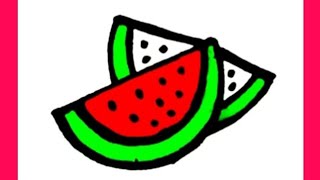 How To Draw Watermelon 🍉 Easy Step By Step  Watermelon drawing Painting amp Coloring For Childrens [upl. by Hatfield]