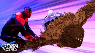 Spider 2099 amp SpiderWoman Join SpiderGwen against Vulture  SpiderMan Across the SpiderVerse [upl. by Ahsinawt]