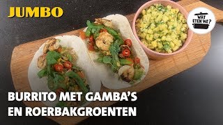 Wat eten we Burrito met gambas en roerbakgroenten [upl. by Aeresed293]