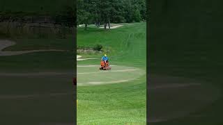 How golf greens get so smooth A small version of an asphalt double steel roller [upl. by Ramona394]