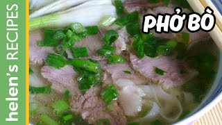 PHO BO  Vietnamese Beef Noodle Soup Recipe  Helens Recipes [upl. by Skinner]