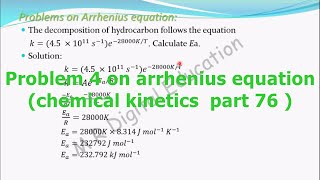 Problem 4 on Arrhenius equation chemical kinetics part 76 for CBSE class 12 and JEE IIT [upl. by Ahseki502]