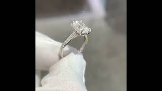 M745【莫桑鑽】主石3克拉79mm枕形微鑲臂S925銀鍍白金戒指 silverjewery ring diamond [upl. by Nannahs]