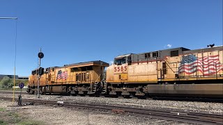 3 UP GEs an ES44AC an AC4400CW amp an AC44C6M get a green light and depart Clearfield UT 51524 [upl. by Novick285]