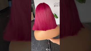 Kim k lace wig bob wine color neobeautyhair hairfashion wigs hairtok facials salon [upl. by Enimsay553]