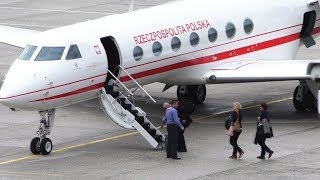 Poland Air Force Gulfstream G550 Linz Airport  Piotr Gliński visited KZ Mauthausen Gedenkfeier 2019 [upl. by Vassaux408]