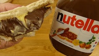 One Jar Of Nutella 800g Sandwich amp Eating [upl. by Atilahs]