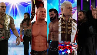 Cody Rhodes Seth Rollins Vs Randy Orton Drew Mcintyre Vs The Rock Roman Reigns Tag Team WWE 2k24 [upl. by Rapp]