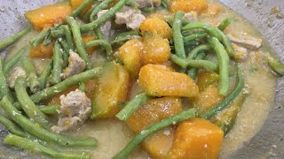 Ginataang Sitaw at Kalabasa  Squash and String Beans in Coconut Cream Milk [upl. by Oicam]