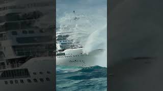 Massive Wave Slams Cruise Ship Will It Survive scaryocean massivewave ship [upl. by Alegre]