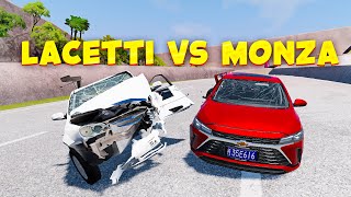 QAYSI MASHINA CHIDAMLIROQ LACETTI VS MONZA CRASH TEST  BeamNGdrive [upl. by Zondra]