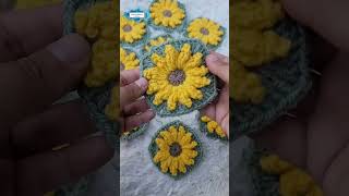 🌻 Sunflower Crochet Granny Square for beginners [upl. by Daven665]